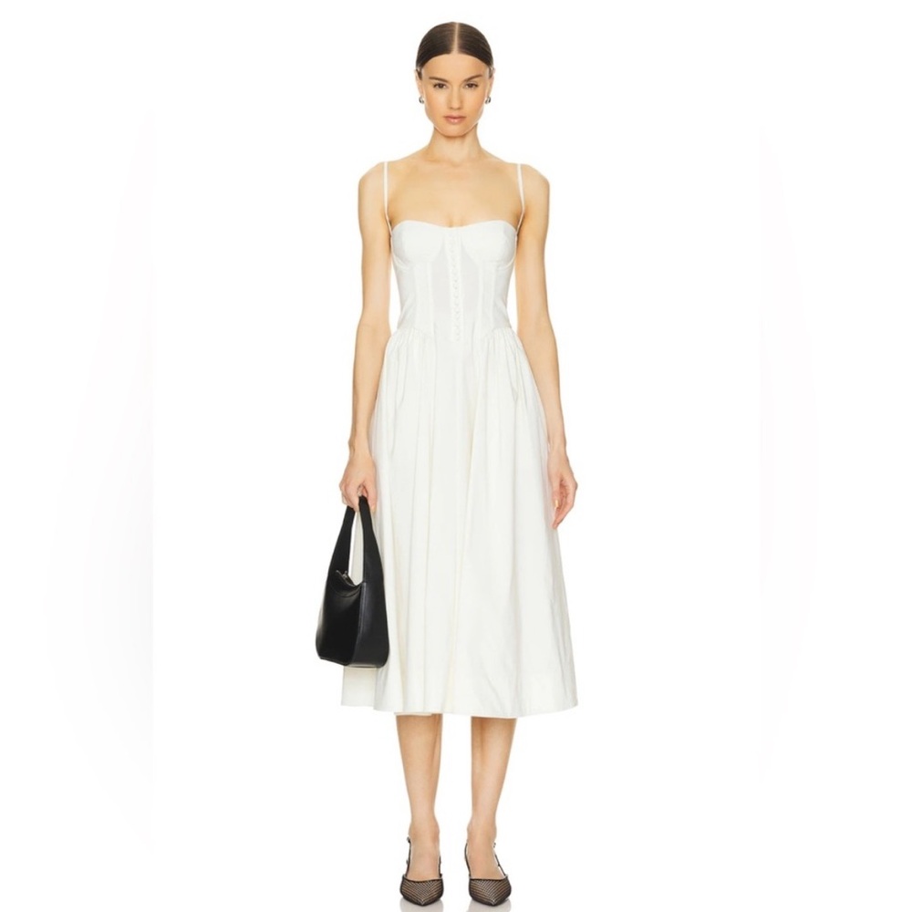 LPA Cream Sweetheart Midi Dress Graduation Dress